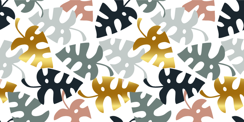 Vinylmatta blommor och växter gyllene och flerfärgade blad - Tenstickers