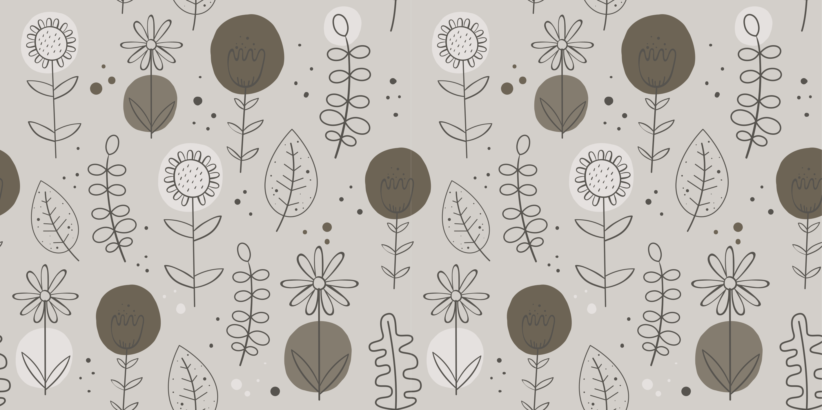 Vinylmatta blommor och växter jordnära färger mönster - Tenstickers