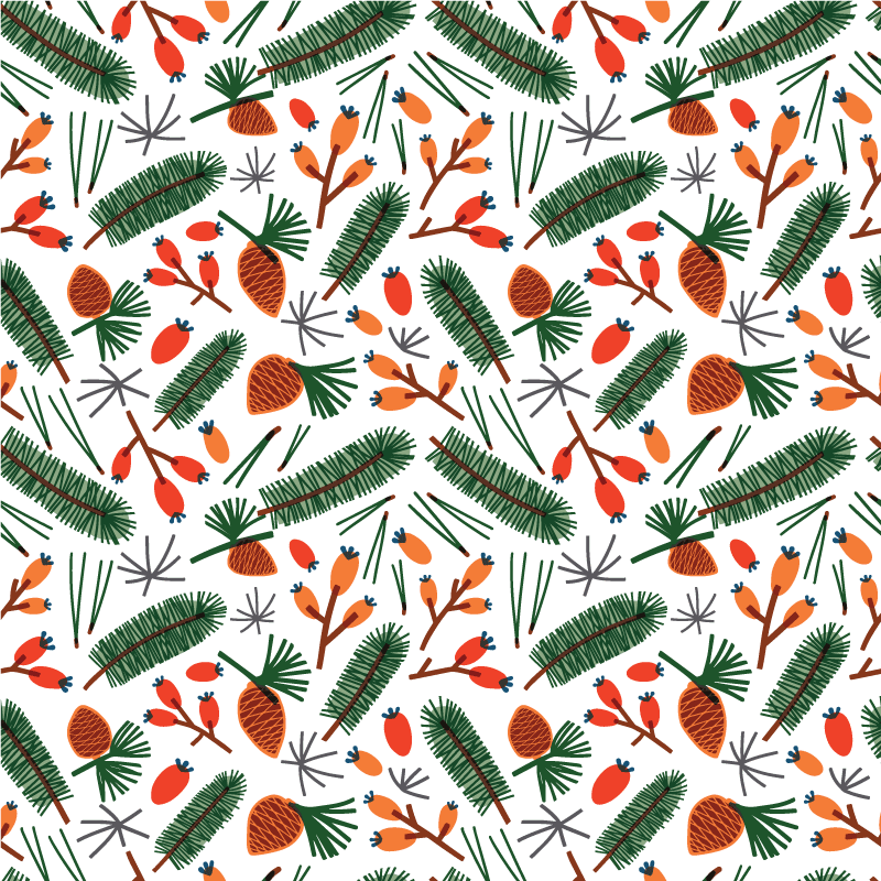 Vinylmatta blommor och växter höstblad mönster - Tenstickers