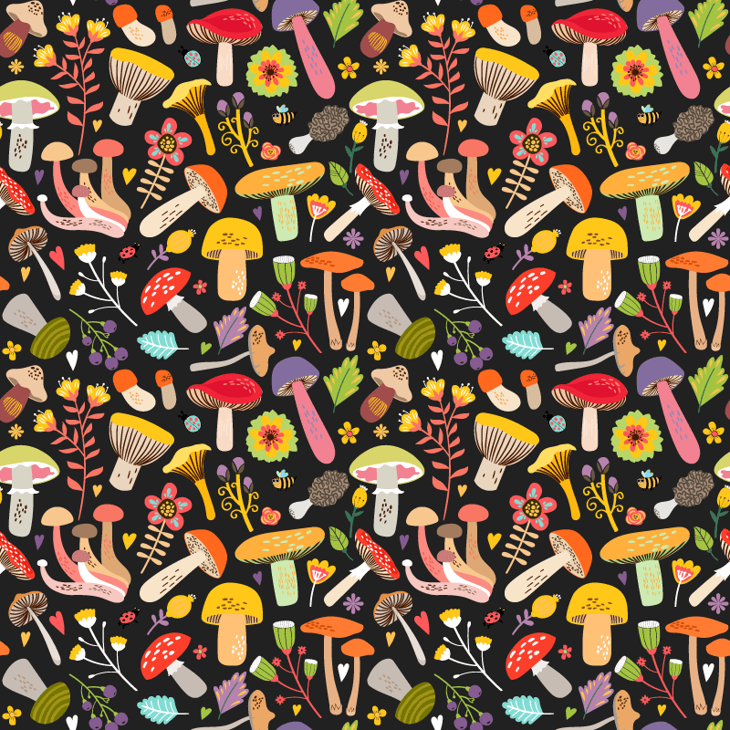 Vinylmatta blommor och växter med svampmotiv - Tenstickers