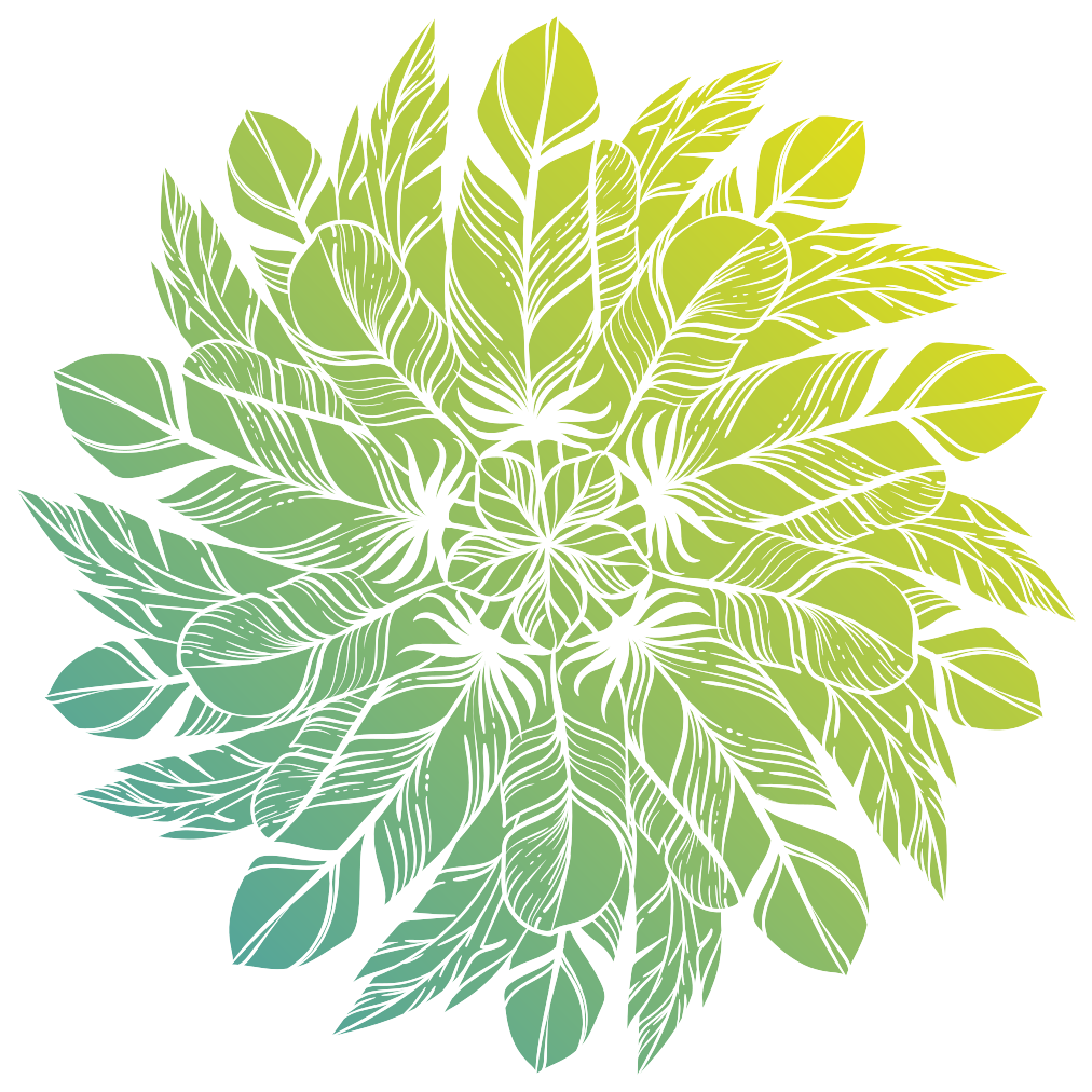 Vinylmatta blommor och växter med lövigt cirkelmönster - Tenstickers