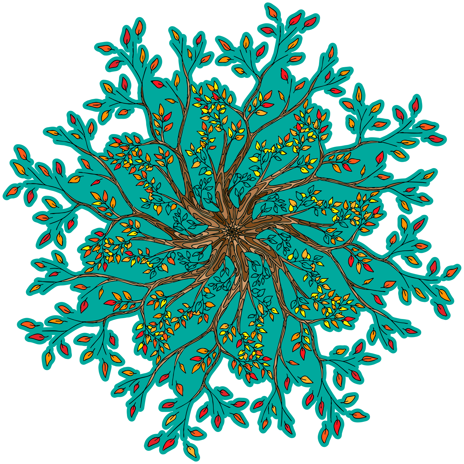 Vinylmatta blommor och växter levande trädkoncept - Tenstickers