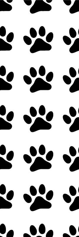 Vinylmatta sovrum svarta hundtassavtryck på vit bakgrund - Tenstickers