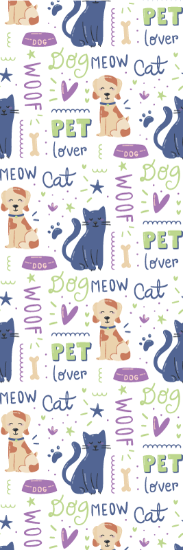 Vinylmatta sovrum fantastisk färgglad doodle med hundar - Tenstickers