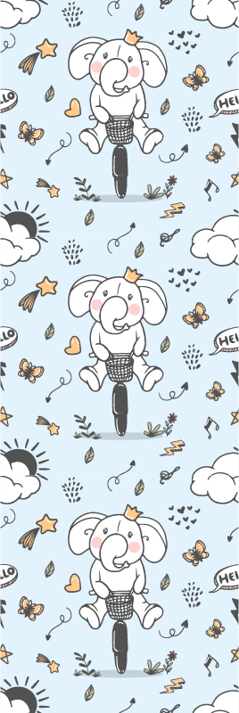 Vinylmatta sovrum elefant som cyklar mönster - Tenstickers