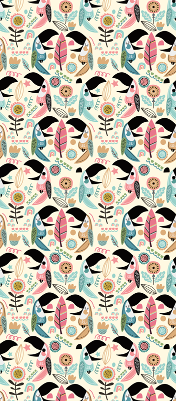 Vinylmatta sovrum blå nordisk pastellblad - Tenstickers