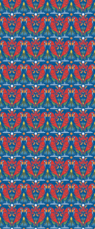 Vinylmatta sovrum blommönster med blå bakgrund - Tenstickers