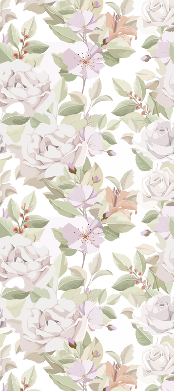 Vinylmatta sovrum elegant blommönster utan sömmar - Tenstickers