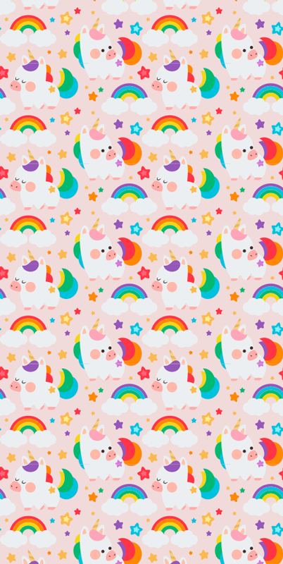 Vinylmatta sovrum handritade färgglada hästar - Tenstickers