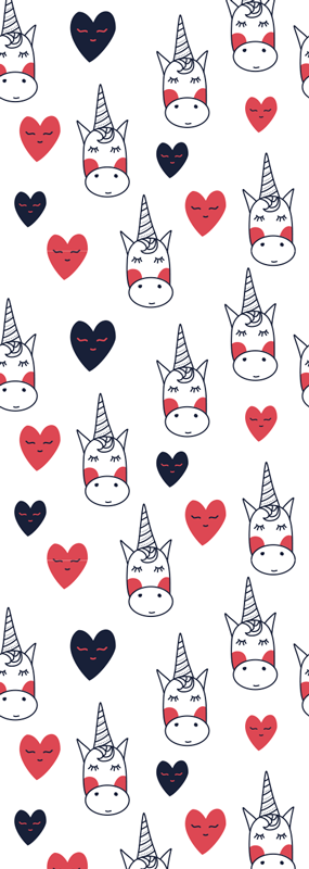 Vinylmatta sovrum med enhörningsmönster och hjärtan - Tenstickers