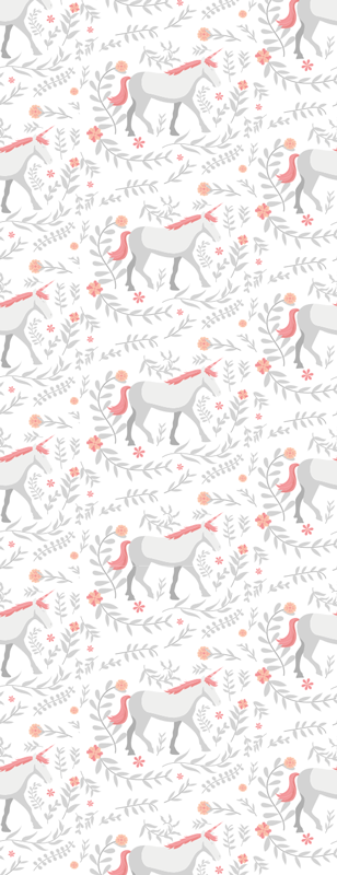 Vinylmatta sovrum enhörningsmönster med blad - Tenstickers