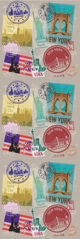 Vinylmatta sovrum old nyc collage - Tenstickers