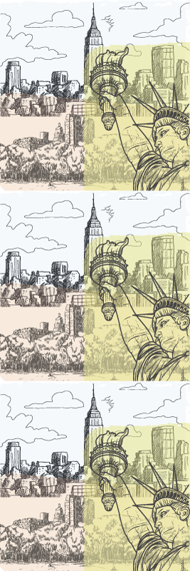 Vinylmatta sovrum vintage gammaldags nyc collage - Tenstickers