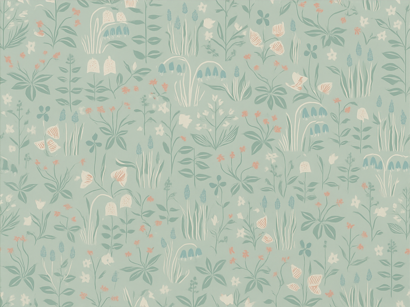 Vinylmatta sovrum scandi blommor - Tenstickers