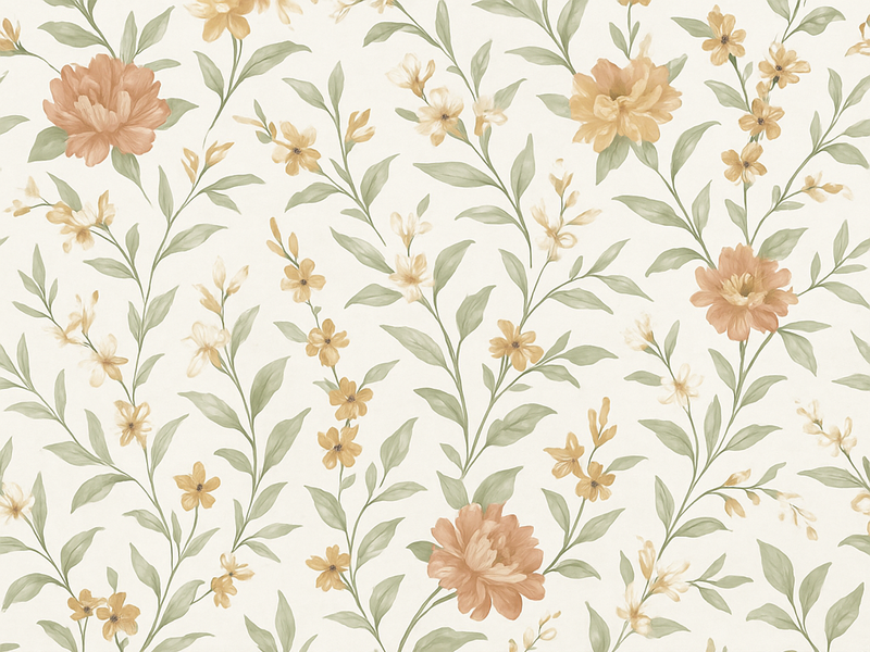 Vinylmatta sovrum asiatisk blomma - Tenstickers