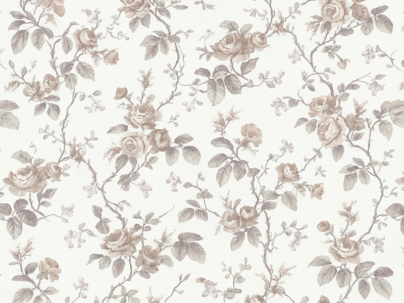 Vinylmatta sovrum vintage fransk blommig - Tenstickers