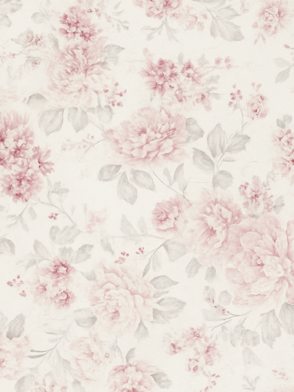 Vinylmatta sovrum vintage rosa blommönster - Tenstickers