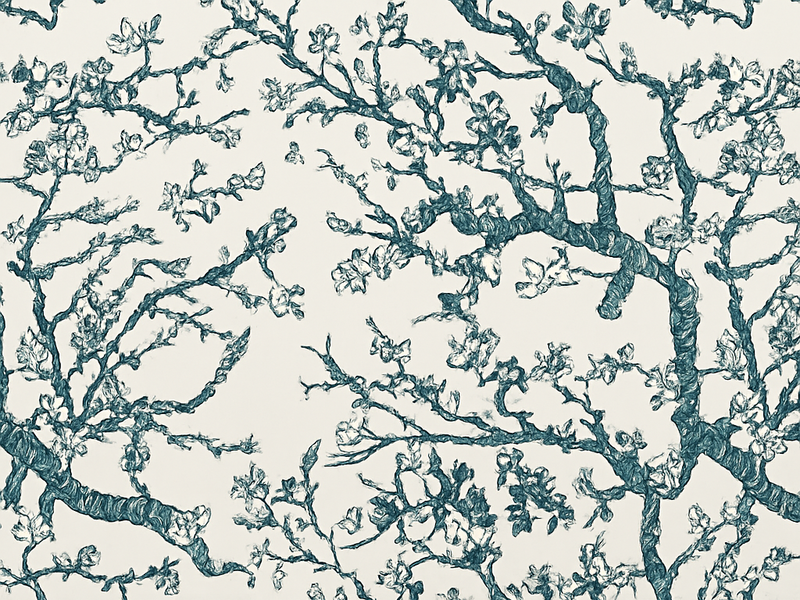 Vinylmatta sovrum mörkblå trädesign - Tenstickers