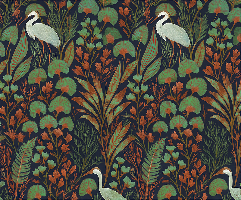 Vinylmatta sovrum exotisk asiatisk natur - Tenstickers