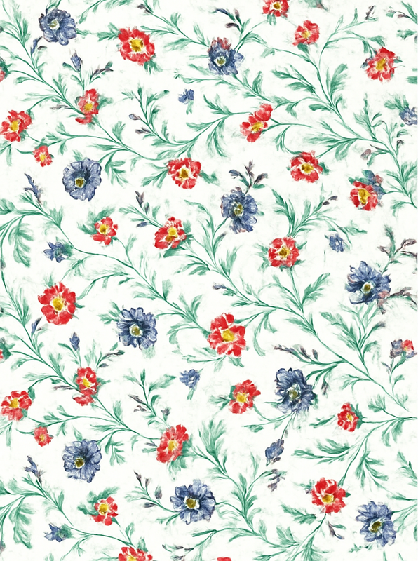 Vinylmatta sovrum retro blommor design - Tenstickers