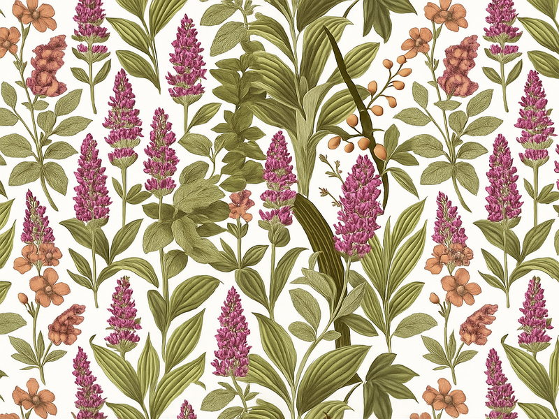 Vinylmatta sovrum färgglad botanisk mönster - Tenstickers