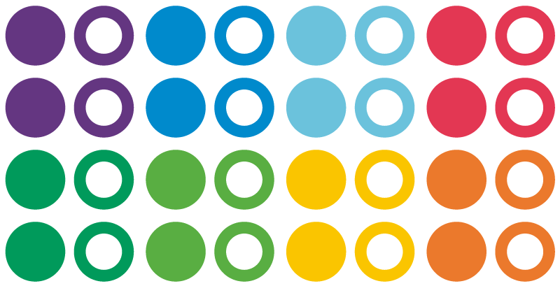 Vinylmatta geometrisk regnbågens färger cirklar - Tenstickers