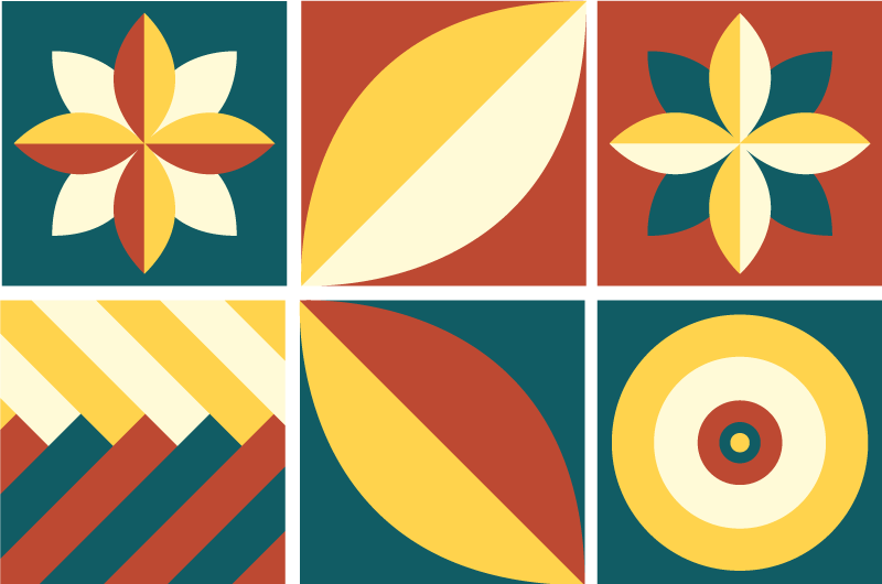 Vinylmatta geometrisk grön och orange mönster - Tenstickers