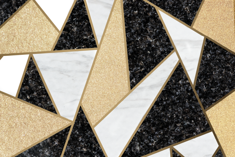 Vinylmatta geometrisk marmor svart och vit плитка - Tenstickers