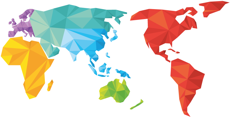 Vinylmatta geometrisk världskarta färg - Tenstickers