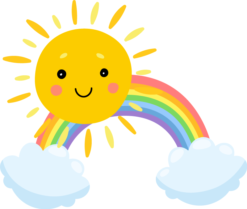 Vinylmatta barn med moln sol och regnbåge - Tenstickers