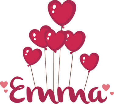 Vinylmatta barn hjärtformade luftballonger med namn - Tenstickers