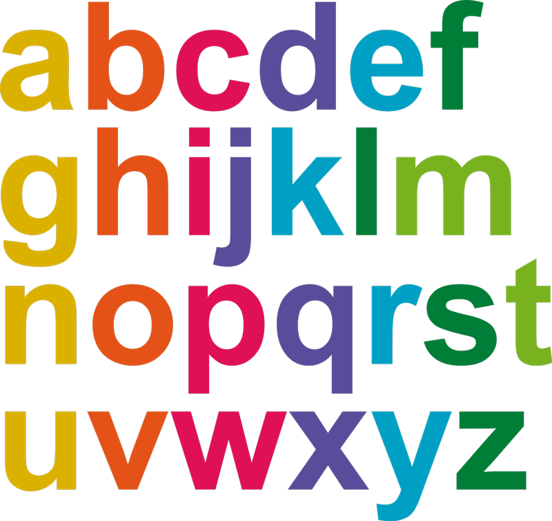 Vinylmatta barn minimalistiska färger alfabet - Tenstickers