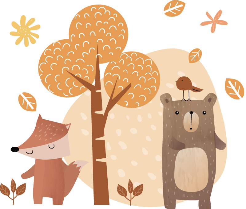 Vinylmatta barn djur och träd - Tenstickers