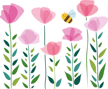 Vinylmatta barn rosa blommor och bi - Tenstickers