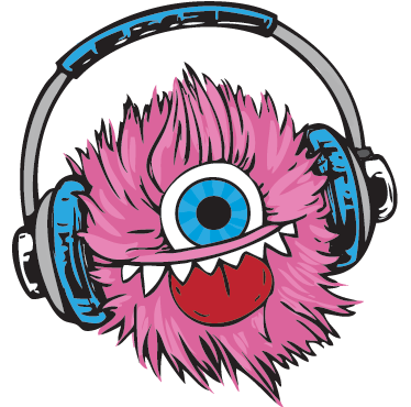 Rosa hårig monster vinylmatta barn - Tenstickers