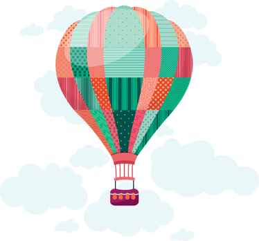 Vinylmatta barn patchwork luftballong - Tenstickers