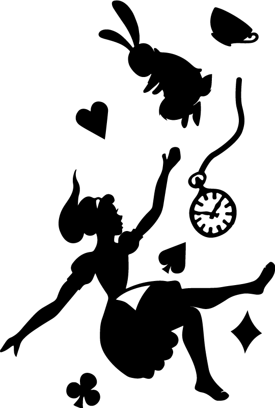 Vinylmatta barn alicia och den vita kaninen - Tenstickers