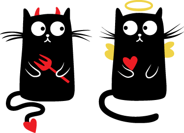 Vinylmatta barn god och dålig katt - Tenstickers