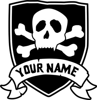 Vinylmatta barn piratskalle med namn - Tenstickers
