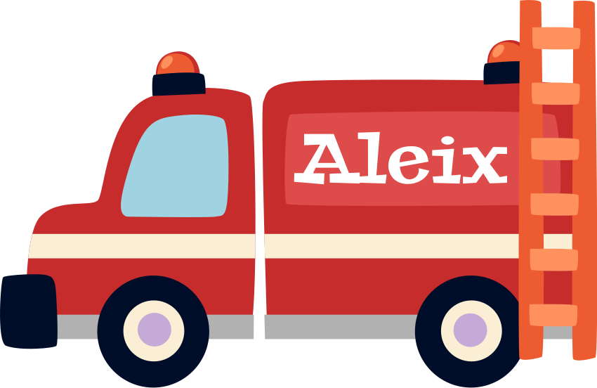 Vinylmatta barn brandbil med namn - Tenstickers