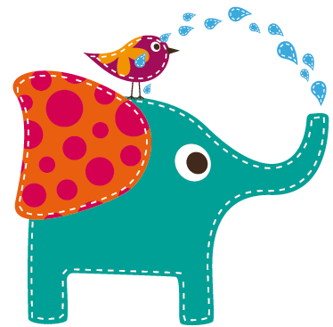 Vinylmatta barn elefant som duschar fågel - Tenstickers