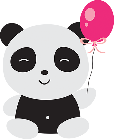 Vinylmatta barn panda med rosa ballong - Tenstickers