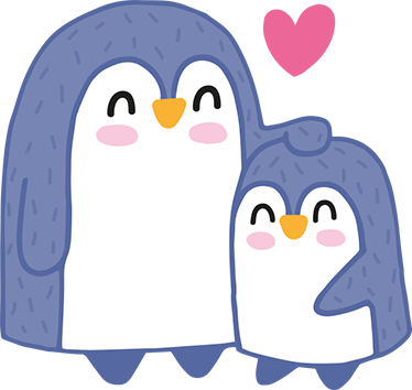 Vinylmatta barn mamma och baby pingvin - Tenstickers