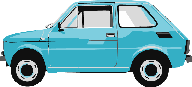 Vinylmatta barn blå vintagebil - Tenstickers