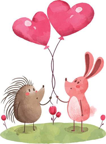 Vinylmatta barn igelkott och kanin - Tenstickers