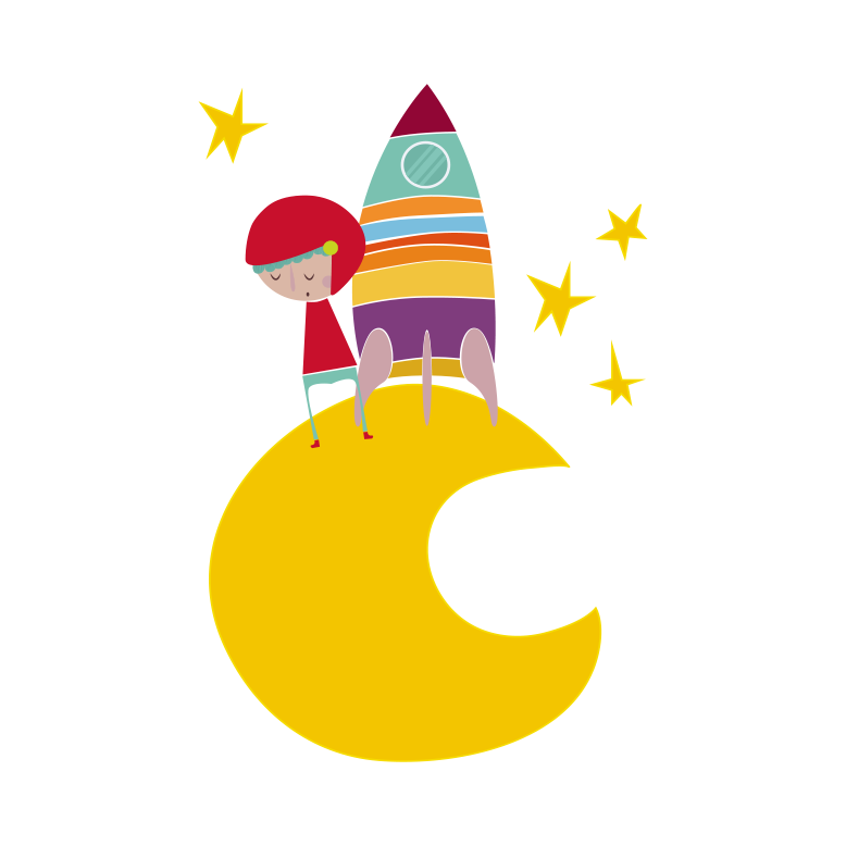 Vinylmatta barn raket på månen - Tenstickers