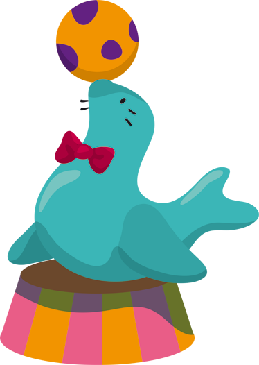 Vinylmatta barn sirkusfock med boll - Tenstickers