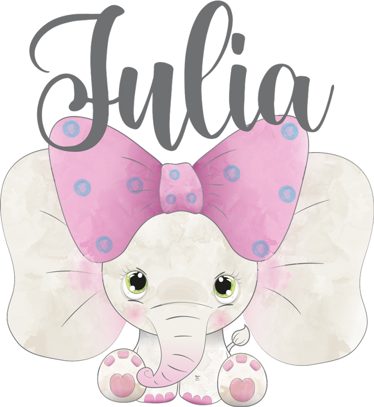 Vinylmatta barn elefant med baby och namn - Tenstickers