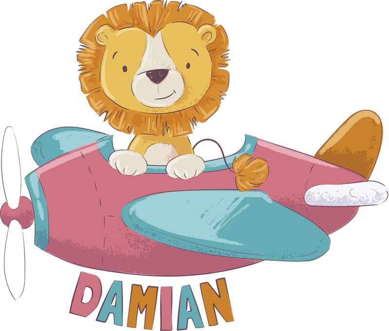 Vinylmatta barn lejon med namn - Tenstickers