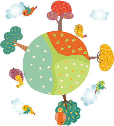 Vinylmatta barn cirkelfjäder med djur - Tenstickers